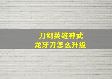 刀剑英雄神武龙牙刀怎么升级