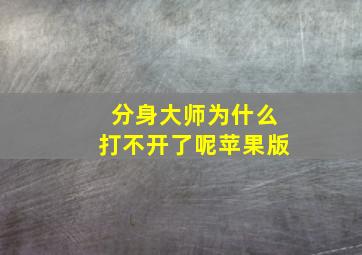 分身大师为什么打不开了呢苹果版