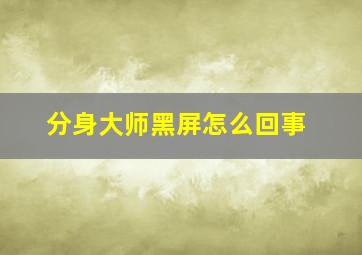 分身大师黑屏怎么回事