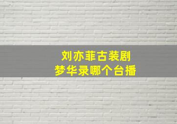 刘亦菲古装剧梦华录哪个台播