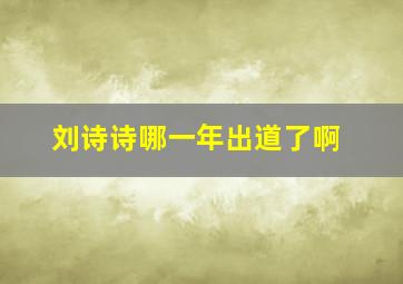 刘诗诗哪一年出道了啊