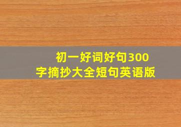 初一好词好句300字摘抄大全短句英语版