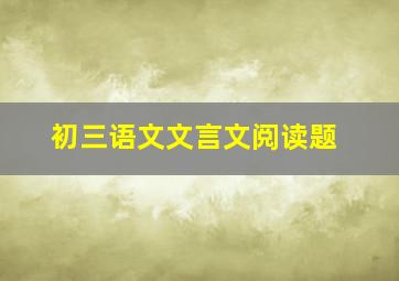 初三语文文言文阅读题