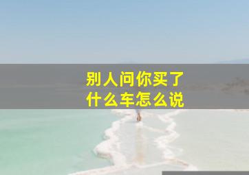 别人问你买了什么车怎么说