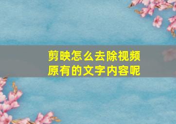 剪映怎么去除视频原有的文字内容呢