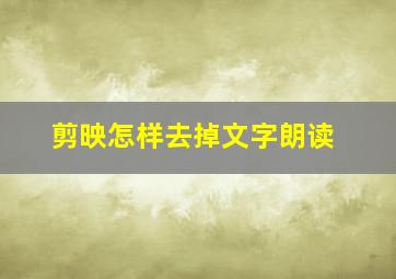 剪映怎样去掉文字朗读