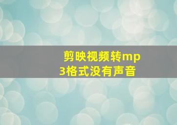 剪映视频转mp3格式没有声音