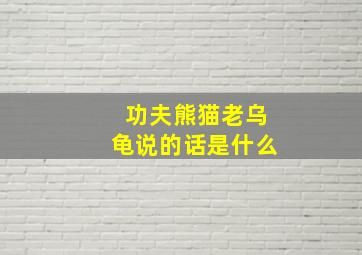 功夫熊猫老乌龟说的话是什么