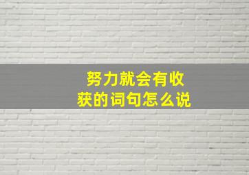 努力就会有收获的词句怎么说