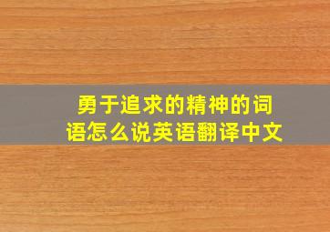 勇于追求的精神的词语怎么说英语翻译中文