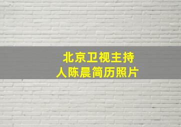 北京卫视主持人陈晨简历照片