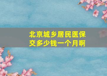 北京城乡居民医保交多少钱一个月啊