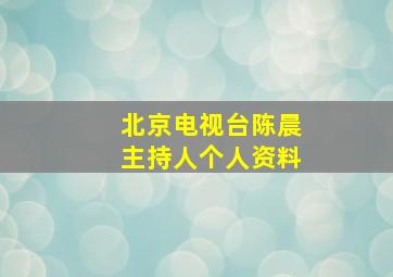 北京电视台陈晨主持人个人资料