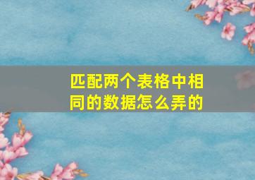 匹配两个表格中相同的数据怎么弄的