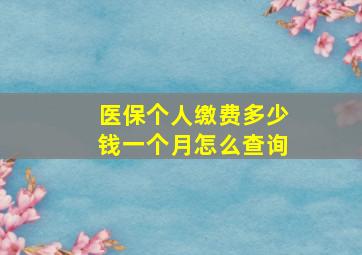 医保个人缴费多少钱一个月怎么查询