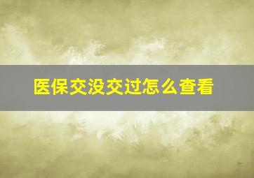 医保交没交过怎么查看