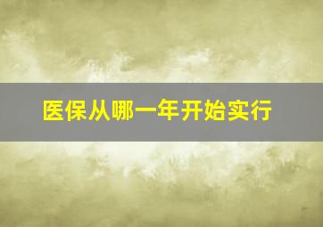 医保从哪一年开始实行