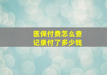 医保付费怎么查记录付了多少钱