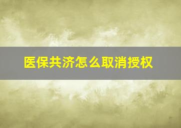 医保共济怎么取消授权