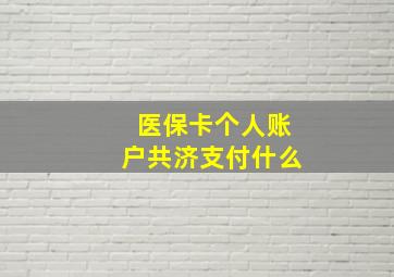 医保卡个人账户共济支付什么