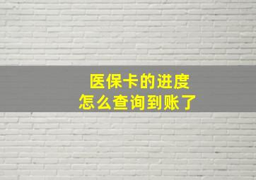 医保卡的进度怎么查询到账了