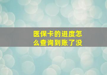 医保卡的进度怎么查询到账了没