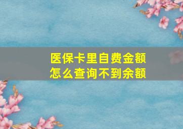 医保卡里自费金额怎么查询不到余额