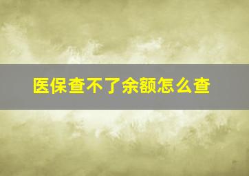 医保查不了余额怎么查