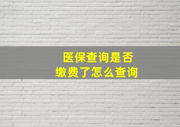 医保查询是否缴费了怎么查询