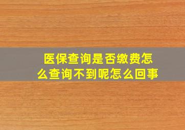 医保查询是否缴费怎么查询不到呢怎么回事