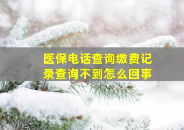 医保电话查询缴费记录查询不到怎么回事