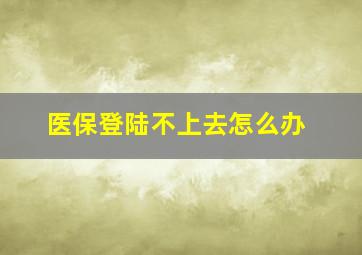 医保登陆不上去怎么办