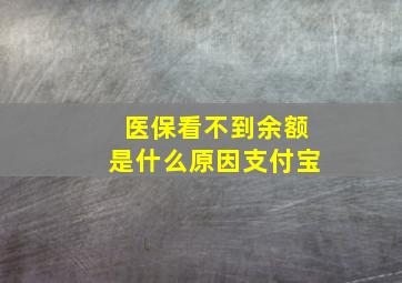 医保看不到余额是什么原因支付宝