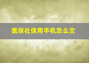 医保社保用手机怎么交