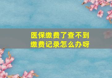 医保缴费了查不到缴费记录怎么办呀