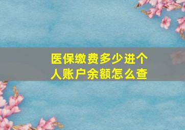 医保缴费多少进个人账户余额怎么查