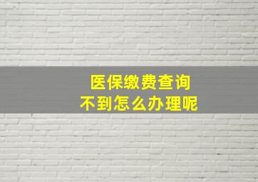 医保缴费查询不到怎么办理呢