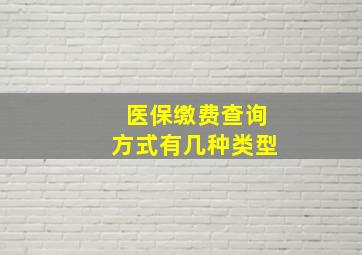 医保缴费查询方式有几种类型