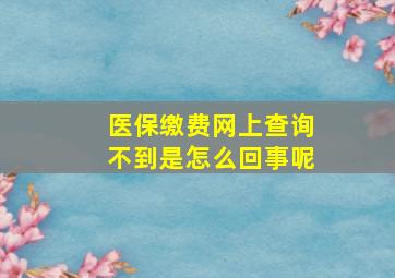 医保缴费网上查询不到是怎么回事呢