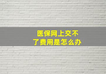 医保网上交不了费用是怎么办