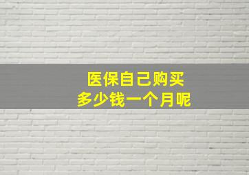 医保自己购买多少钱一个月呢