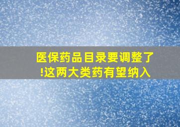 医保药品目录要调整了!这两大类药有望纳入