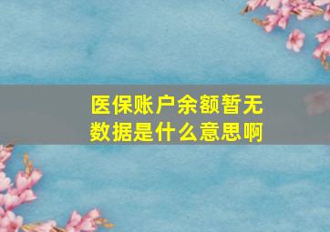 医保账户余额暂无数据是什么意思啊