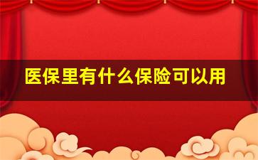 医保里有什么保险可以用