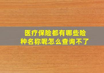 医疗保险都有哪些险种名称呢怎么查询不了