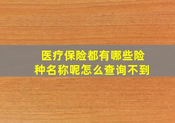 医疗保险都有哪些险种名称呢怎么查询不到