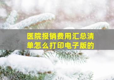 医院报销费用汇总清单怎么打印电子版的