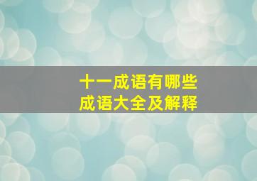 十一成语有哪些成语大全及解释