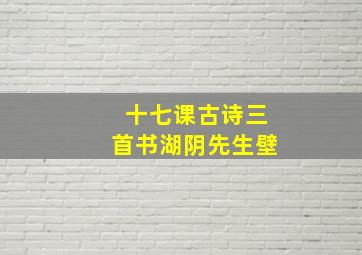 十七课古诗三首书湖阴先生壁