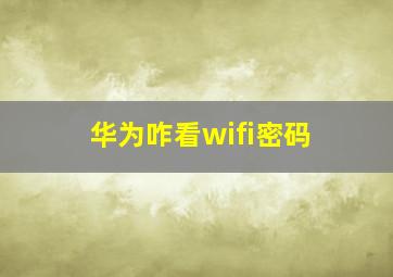 华为咋看wifi密码